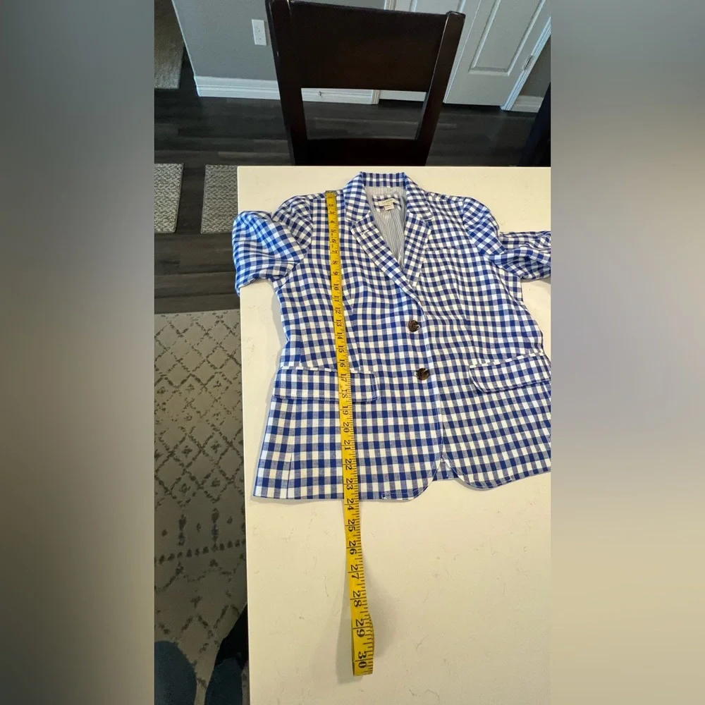 J. Crew Gingham Linen Schoolboy Blazer Jacket Sz 12 - Picture 9 of 11